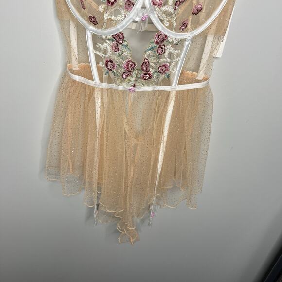 For Love and Lemons Women's Size 32DD Lingerie Siena Romper Floral Sheer - Picture 11 of 12